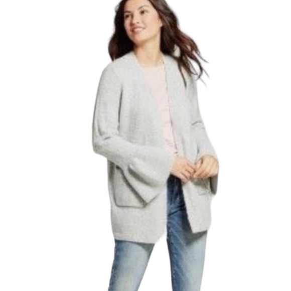 A New Day bell sleeve grey silver caridgan - Picture 2 of 7